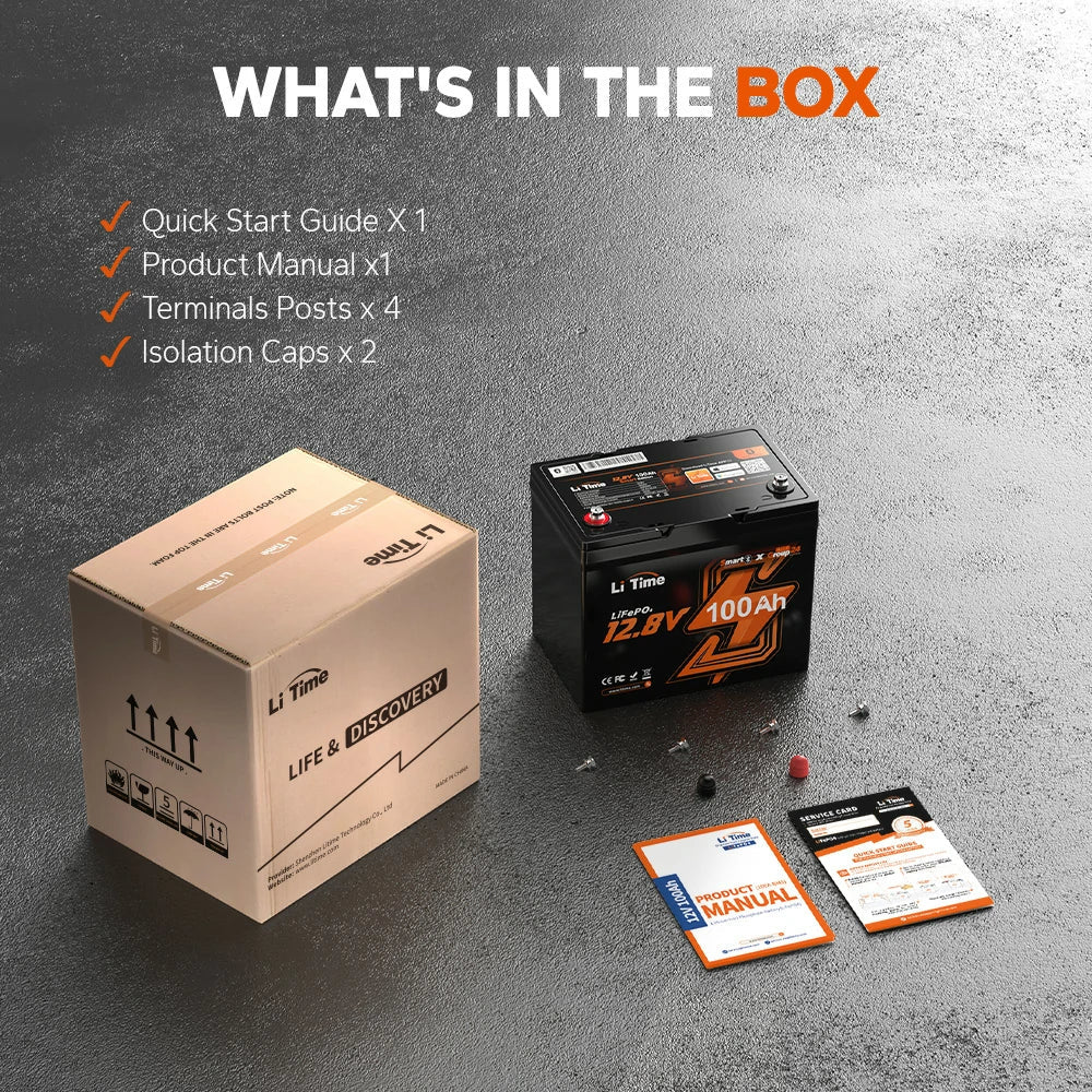 LiTime 12V 100Ah Group 24 Bluetooth Lithium Deep Cycle Battery - Image 9