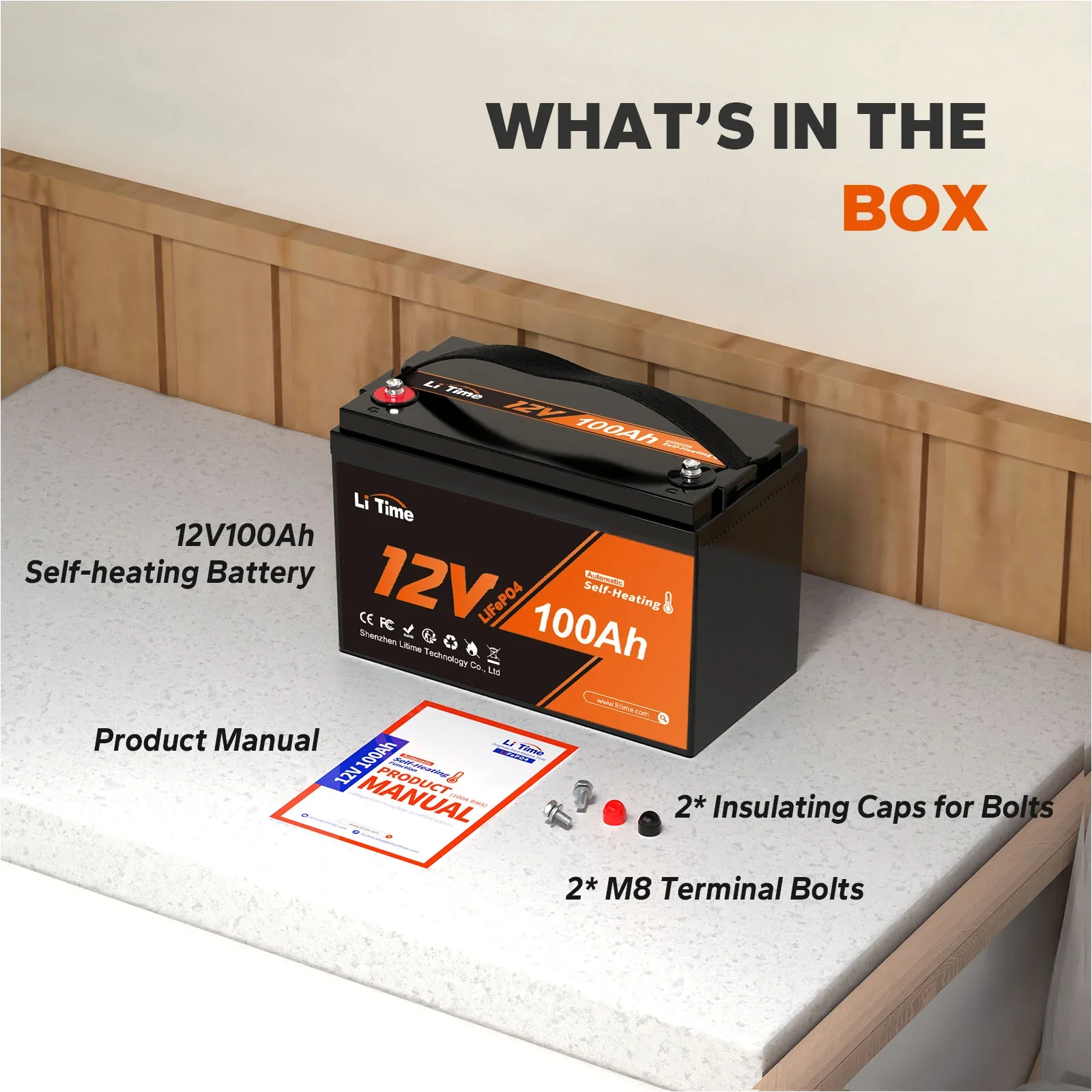 LiTime 12V 100Ah Self Heating Lithium Battery, Low Temperature Protection - Image 3