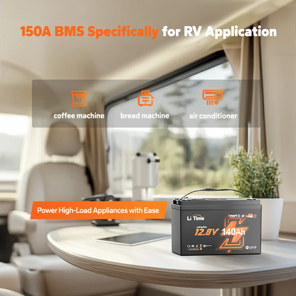 LiTime 12V 140Ah Bluetooth Lithium Battery for RV and Trolling Motor - Image 9