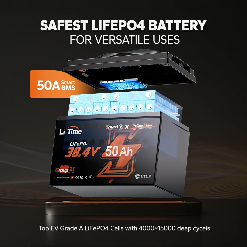 LiTime 36V 50Ah Marine Trolling Motor Lithium Bluetooth Battery - Image 6