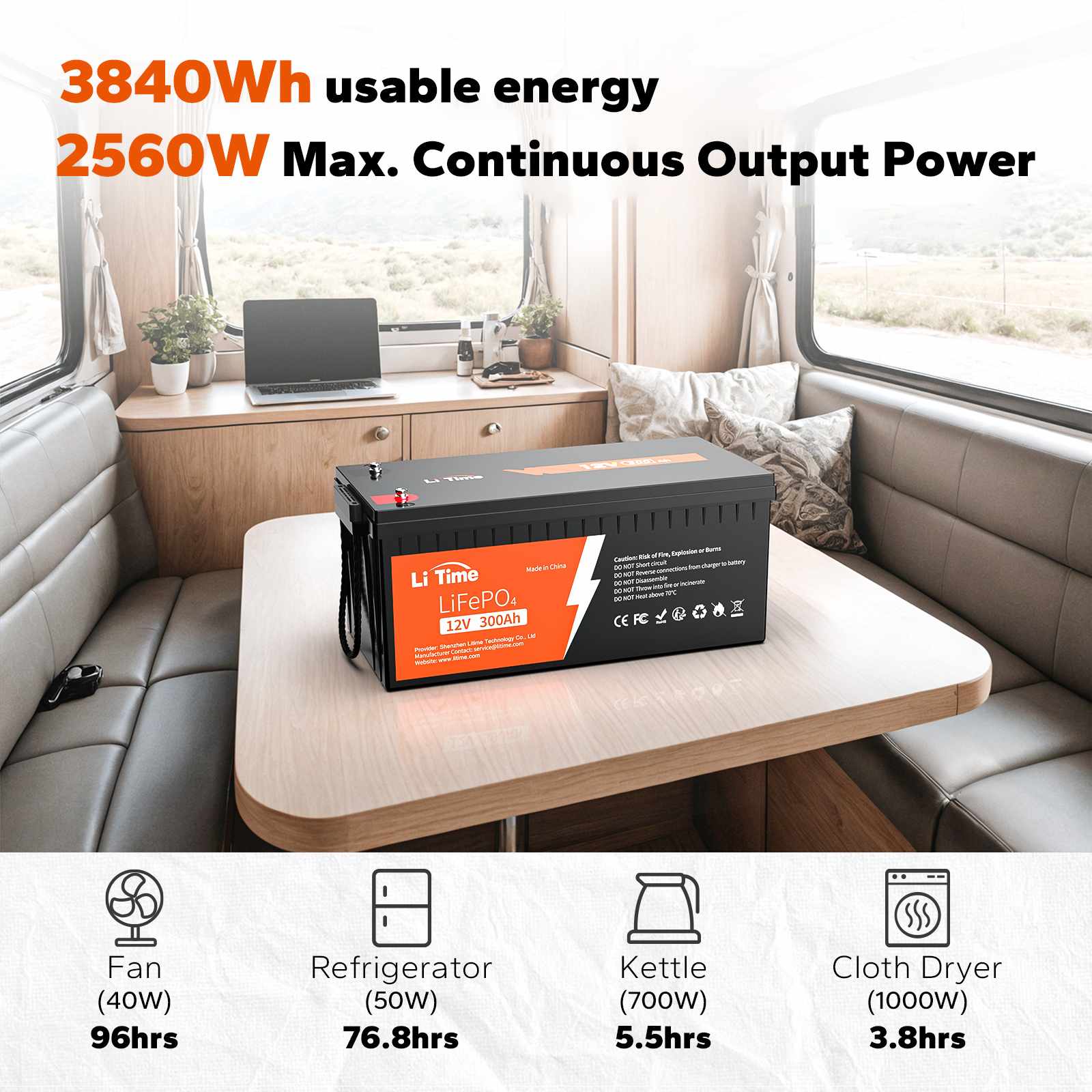 LiTime 12V 300Ah Lithium Battery - Image 3